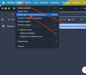 Режим инкогнито в Chrome на MacBook