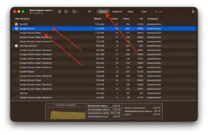 Проверка запущенных процессов Chrome в Мониторинге системы